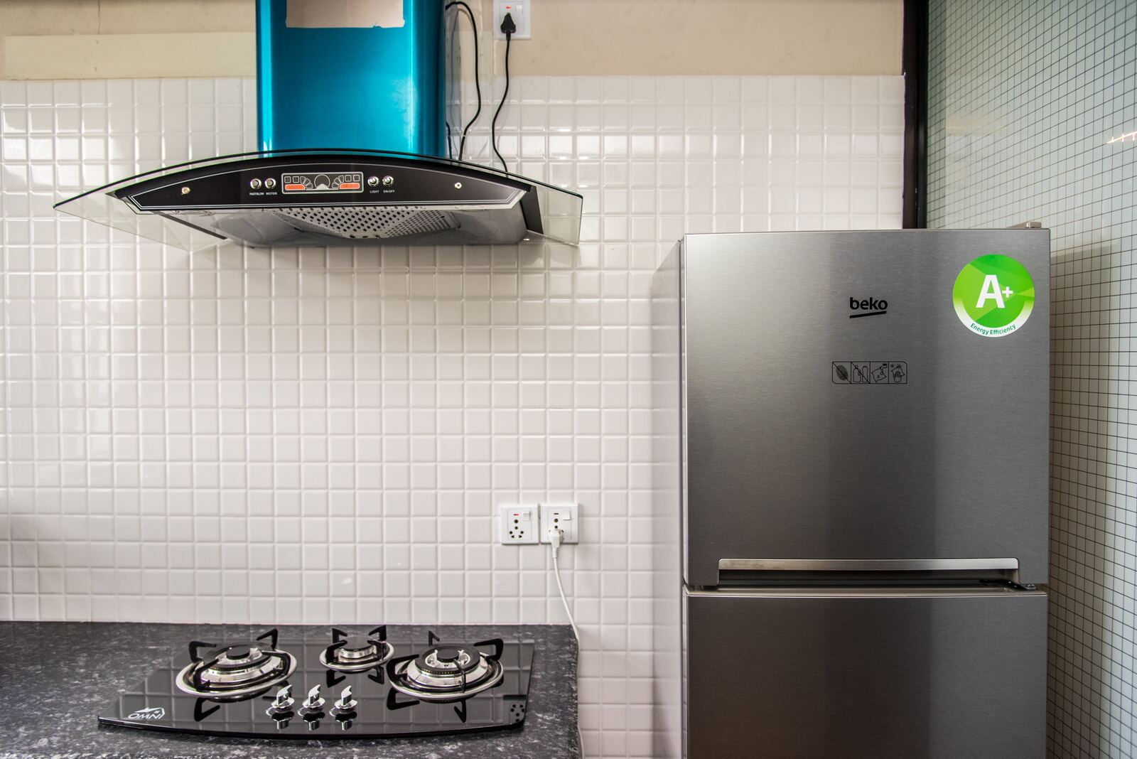Ruby's gas hob and fridge.